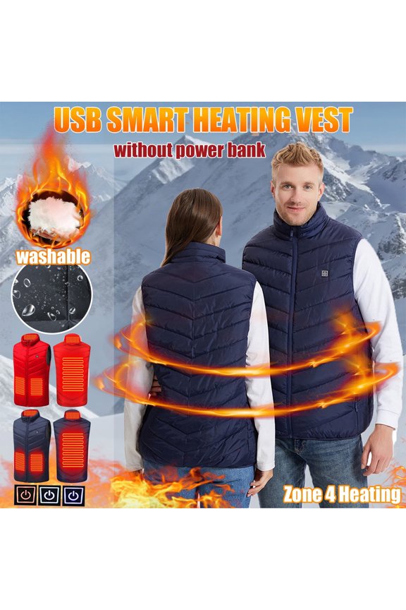 Winter Coats for Women, 4-Zone 3-Heat Levels Heated Vest, Sleeveless Unisex Quilted Puffer Vest with Pockets, Winter Clothing