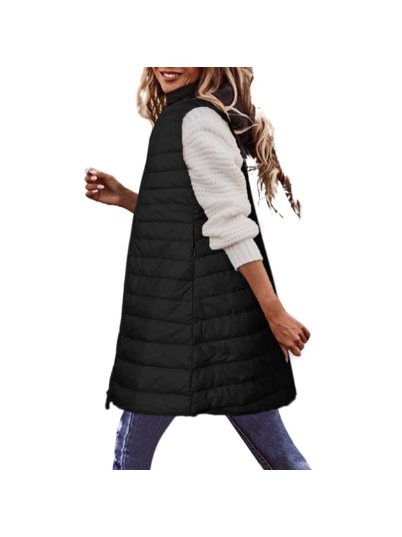 Winter Coats for Women, Sleeveless Long Length Vest, Down Filled Quilted Puffer Jacket, Winter Clothing