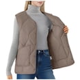 thumbnail image 1 of Lovzfmll Winter Coats for Women, Snap Front Casual Vest, Sleeveless Quilted Puffer Vest with Pockets, Fall Winter Clothing, 1 of 7