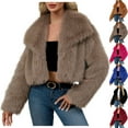 thumbnail image 1 of Lovzfmll Winter Coats for Women, Solid Color Notched Collar Coat, Faux Fur Plush Fleece Jacket, Winter Clothing, 1 of 8