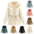thumbnail image 1 of Lovzfmll Winter Coats for Women, Solid Color Plush Lined Jacket, Hooded Zip Up Fleece Coat, Winter Clothing, 1 of 4