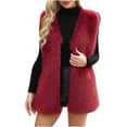 thumbnail image 1 of Lovzfmll Winter Coats for Women, Solid Color Sleeveless Vest, Stand Collar Faux Fur Plush Jacket, Winter Clothing, 1 of 7
