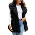 thumbnail image 1 of Lovzfmll Winter Coats for Women, Solid Color Sleeveless Vest, V-Neck Faux Fur Plush Short Jacket, Winter Clothing, 1 of 8
