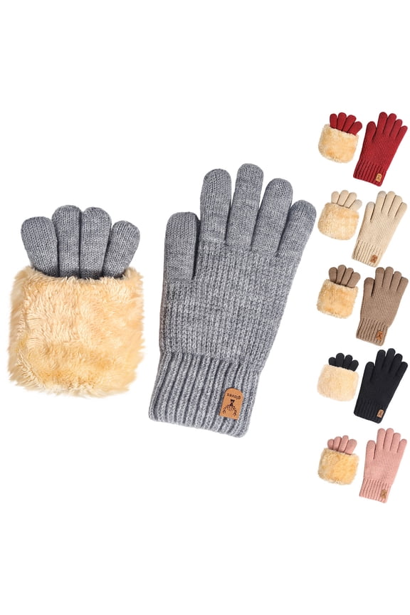 Winter Gloves for Women, Fleece Lined Thermal Gloves, Outdoor Cold Proof Thickened Warm with Non-Slip Grip, Gray