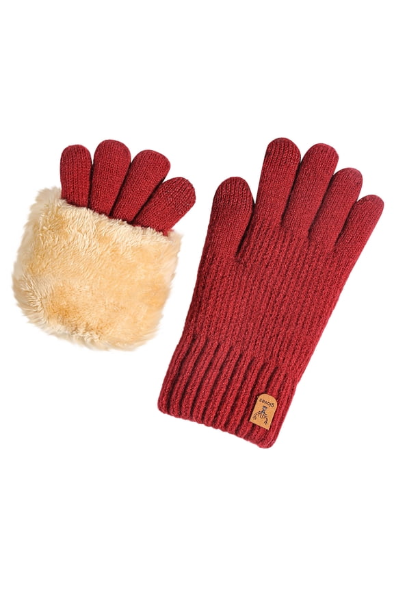 Winter Gloves for Women, Fleece Lined Thermal Gloves, Outdoor Cold Proof Thickened Warm with Non-Slip Grip, Red