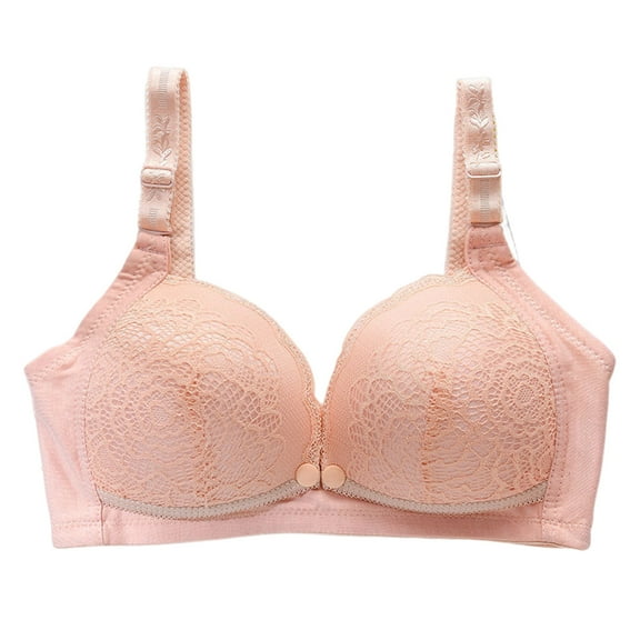 Lovzfmll Woman's Bra Cotton Solid Color Fittness Lightweight Ring Breast Feeding Comfortable Breathable Hollow Out Perspective No Rims Push-Up Bra Underwear Pink A S