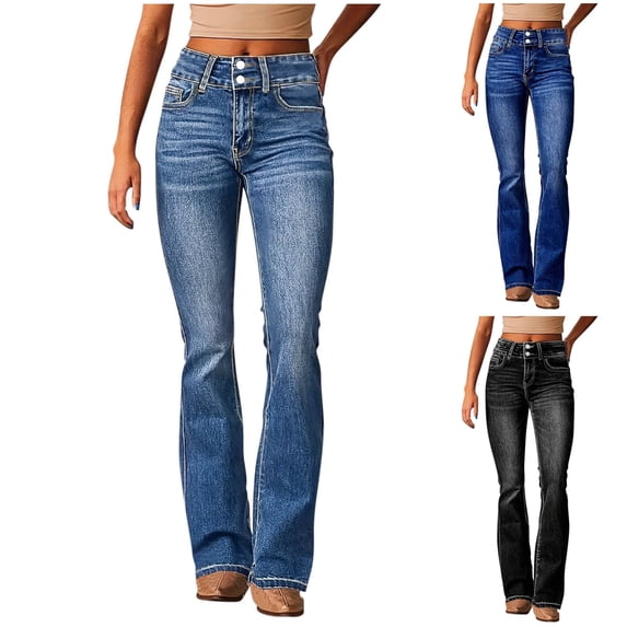 Lovzfmll Women Jeans, High Waisted Relaxed Fit Trousers, Straight Leg Casual Travel Pants with Pockets, Fall 2025 Fashion