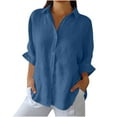 thumbnail image 1 of Lovzfmll Women Solid Casual Cotton And Linen Tie Back Design Fashion Shirt Tops Blue S, 1 of 8