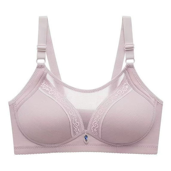Lovzfmll Women's Blissful Benefits Underarm-Smoothing with Seamless Stretch Wireless Lightly Lined Solid Color Comfort Comfortable Lace Breathable Bra Underwear No Rims Gray A 3XL