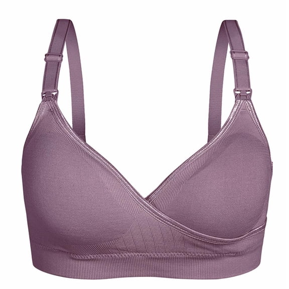 Lovzfmll Women's Bras Lightweight Solid Color Comfortable Breathable No Steel Ring Front Buckle Open Button Breastfeeding Push-Up Bra Woman Underwear Purple M