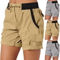 thumbnail image 1 of Lovzfmll Women's Cargo Shorts, Solid Color Drawstring Waist Utility Shorts with Pockets, Casual Summer Wear Beige, S, 1 of 6
