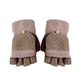 thumbnail image 1 of Lovzfmll Women's Convertible Touchscreen Gloves, Winter Fingerless Flip Top Knit, Color Block Thermal Lined for Driving and Outdoor Work, Coffee, 1 of 4