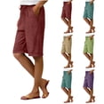 thumbnail image 1 of Lovzfmll Women's Drawstring Waist Bermuda Shorts, Solid Color Casual Shorts with Side Pocket & Cuff, Summer Pants Green, L, 1 of 9