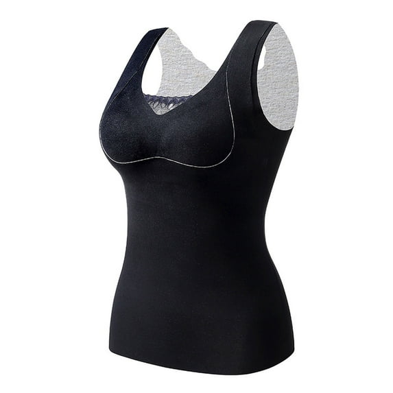 Lovzfmll Women's Fashion Thermal Tank with Round Neck, Chest Cushion with Self-Heating Sleeveless for Effective Warmth and Comfort