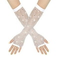 thumbnail image 1 of Lovzfmll Women's Fingerless Evening Gloves, Long Mesh Gloves with Rhinestones, Party Club Gloves Stretch Fit for Formal Wear, White, 1 of 4