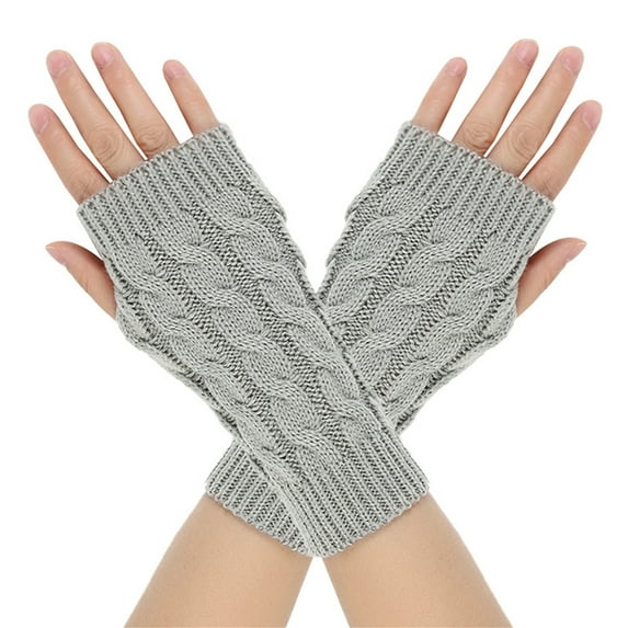 Lovzfmll Women's Fingerless Gloves, Long Cable Knit Arm Warmers, Unisex Thermal Sleeves for Cold Weather Arm Protection and Warmth, Gray