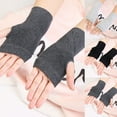 thumbnail image 1 of Lovzfmll Women's Fingerless Gloves, Solid Color Half Finger Thermal Gloves, Unisex Wrist Warmers for Cold Weather Activities and Work, Dark Gray, 1 of 4