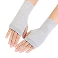 thumbnail image 1 of Lovzfmll Women's Fingerless Gloves, Solid Color Half Finger Thermal Gloves, Unisex Wrist Warmers for Cold Weather Activities and Work, Gray, 1 of 4