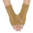 thumbnail image 1 of Lovzfmll Women's Fingerless Gloves, Solid Color Long Wool Knit Arm Warmers, Unisex Thermal Sleeves for Winter Warmth and Comfort, Yellow, 1 of 4