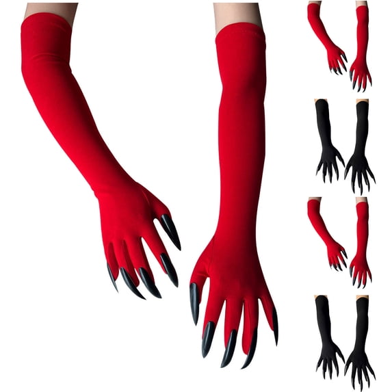 Lovzfmll Women's Halloween Gloves, Ghost Claw Mesh Gloves, Stretch Ice Silk for Costume Parties, Spooky Accessory with Elastic Wrist, Red