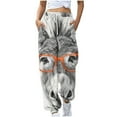 thumbnail image 1 of Lovzfmll Women's Jogger Pants, Donkey Print Drawstring Elastic Waist with Pocket, Casual Ankle Length Joggers Gray, S, 1 of 5