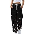 thumbnail image 1 of Lovzfmll Women's Jogger Pants, Printed Drawstring Elastic Waist, Casual Ankle Length Joggers Black, S, 1 of 5