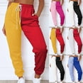 thumbnail image 1 of Lovzfmll Women's Joggers, Color Block Casual Pants with Drawstring Waist & Pockets, Relaxed Fit Ankle Length Trousers, 1 of 8