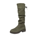 thumbnail image 1 of Lovzfmll Women's Knee High Boots, Lace Up Slouch Long Boots, Round Toe Chunky Heel Knight Boots, Casual Fall Winter Shoes, 7.5, Green, 1 of 8