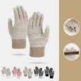 thumbnail image 1 of Lovzfmll Women's Knit Winter Gloves, Touchscreen Gloves with Plush Lining, Full Finger Warmth for Smartphone Use in Daily Activities, Khaki, 1 of 4