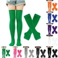 thumbnail image 1 of Lovzfmll Women's Long Fingerless Gloves, Solid Color Knit Arm Warmers with Socks Set, Elbow Length Winter Warmth Combo, Green, 1 of 3