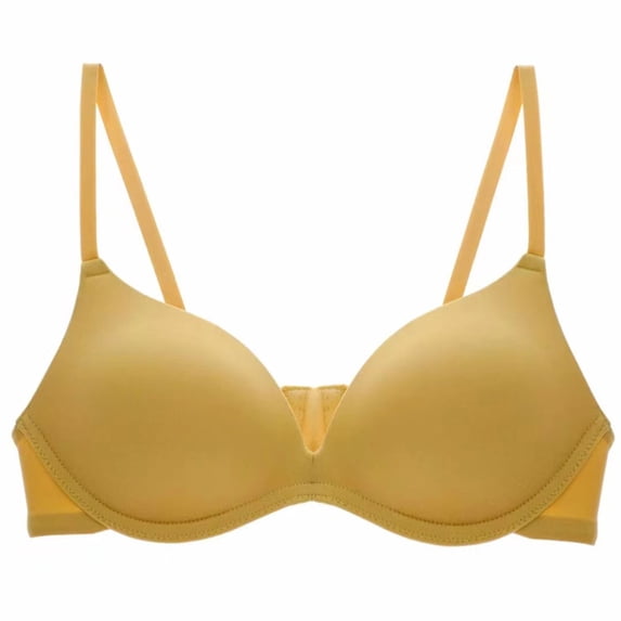 Lovzfmll Women's Low Back Bra Wirefree Seamless Bras Push Up Backless Bralette Multiway Soild Color Wire Free Underwear Bra Everyday Small Cup Underwear Yellow L
