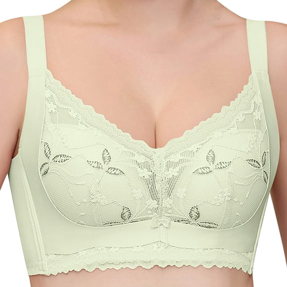 Lovzfmll Women's Non Steel Ring Style Printed Gathered Middle Button Breathable Underwear Daily Bra