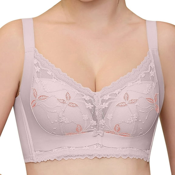 Lovzfmll Women's Non Steel Ring Style Printed Gathered Middle Button Breathable Underwear Daily Bra