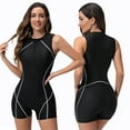 thumbnail image 1 of Lovzfmll Women's One Piece Rash Guard Crew Neck Plus Size Athletic, Sleeveless Color Block with Pads Conservative Surfing Bathing Suit, Black S, 1 of 6