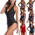 thumbnail image 1 of Lovzfmll Women's One Piece Swimsuits, Halter Neck Printed V Neck Bathing Suits, Tummy Control Swimsuit, 1 of 7