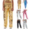 thumbnail image 1 of Lovzfmll Women's Party Pants, Gradient High Waist Straight Leg, Dressy Full Length Pants Gold, S, 1 of 8