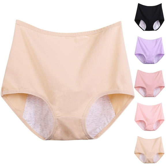 Lovzfmll Women's Period Underwear High Waist Plus Size Briefs, Leak Proof Menstrual Panties, Breathable Cotton Physiological Underwear