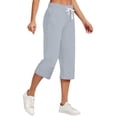 thumbnail image 1 of Lovzfmll Women's Plus Size Pants, Solid Color Linen Drawstring Pants, Versatile Casual Cropped Trousers Travel Pants, 1 of 6