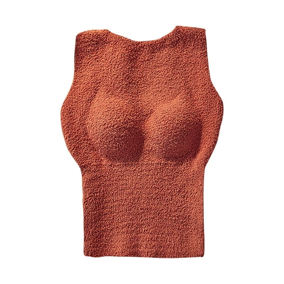 Lovzfmll Women's Printed Thermal Camisole with Fleece Lining, Long Built-in Bra with Soft Sherpa Interior and No-Rim Design for Support