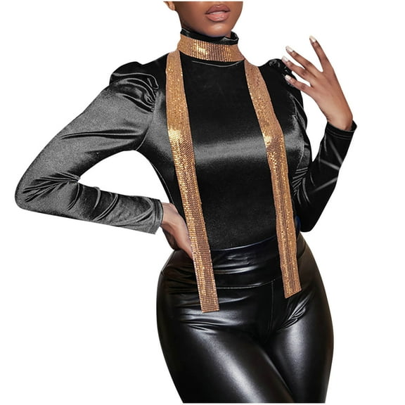 Lovzfmll Women's Sequin Scarf, Skinny Ties Sparkly Lace-up Neckerchief Scarf for Party Night Club Prom Fashion Show Cosplay