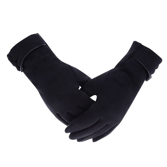 Lovzfmll Women's Solid Color Touchscreen Gloves, Winter Knit Gloves with Fleece Lining, Smartphone Compatible for Cold Weather, Black