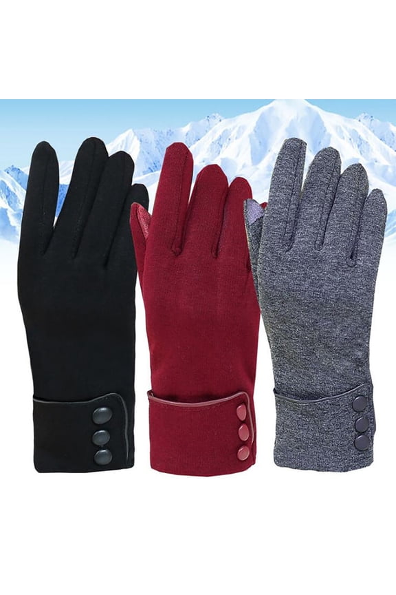 Women's Solid Color Touchscreen Gloves, Winter Knit Gloves with Fleece Lining, Smartphone Compatible for Cold Weather, Red