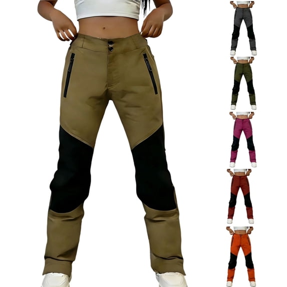 Lovzfmll Women's Straight Leg Pants, Waterproof Hiking, Relaxed Fit Full Length Pants Khaki, S