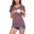 thumbnail image 1 of Lovzfmll Women's Summer Tops Solid Color Round Neck Short Sleeve Casual Loose Daily Comfortable Breastfeeding Blouse for Pregnant Women Nursing Clothes Lightweight T-Shirt Wine S, 1 of 9