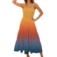 thumbnail image 1 of Lovzfmll Women's Sundress, Solid Color Crew Neck Sleeveless Spaghetti Strap, Vacation Maxi Dress Orange, S, 1 of 4