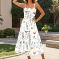 thumbnail image 1 of Lovzfmll Women's Sundress Solid Color Crew Neck Sleeveless Spaghetti Strap Vacation Maxi Dress White L, 1 of 4