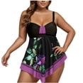 thumbnail image 1 of Lovzfmll Women's Swim Dress Set, Leaf Print Crop Top Dress and Shorts, Two Piece Bathing Suit for Beach and Pool, 1 of 4