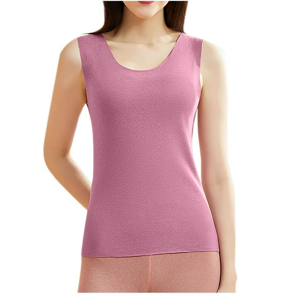 Lovzfmll Women's Thermal Camisole Cozy Round Neck, Sleeveless with Brushed Fleece Lining and High Elasticity for Winter Comfort