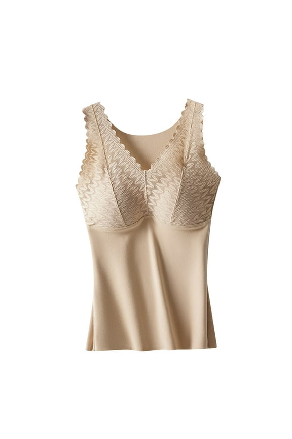 Women's Thermal Top Self-Heating V-Neck, with Lace s and Fleece Lining for Cold Weather Comfort and Style