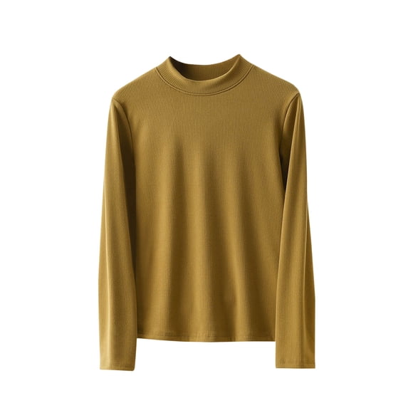 Lovzfmll Women's Thermal Undershirt with Round Neck, Soft German Velvet Long Sleeve Crew Neck for Smooth and Warm Layering